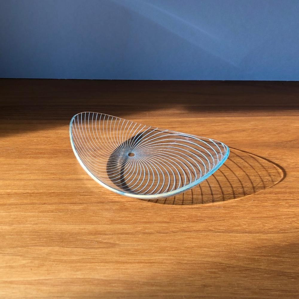 Vintage Striped Decorative Glass Bowl